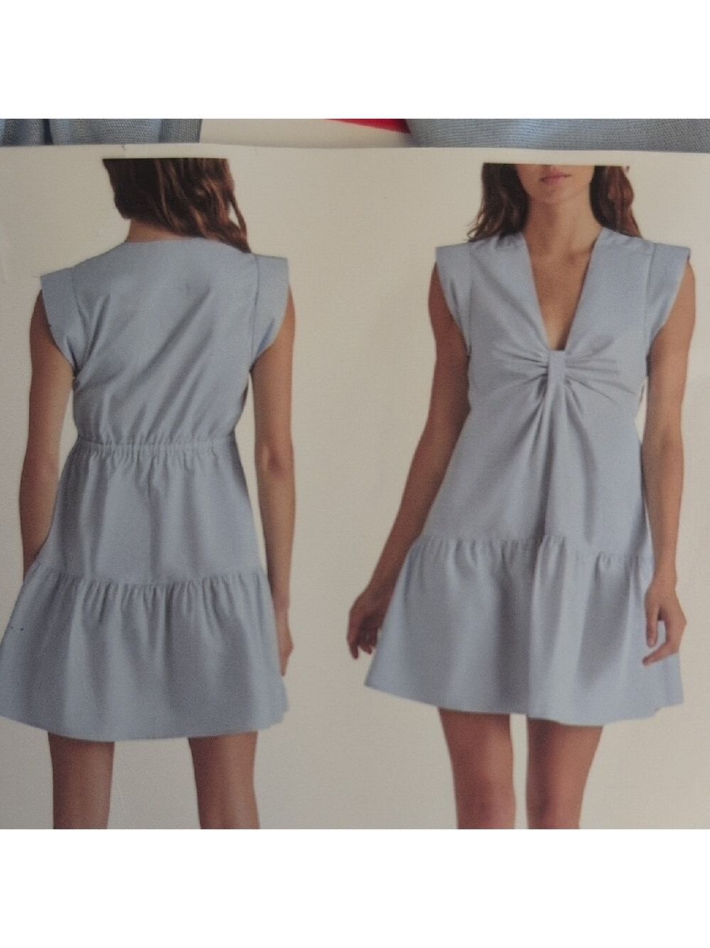 Steve Madden Light Blue Mini V Neck Tiered Dress XS         M102